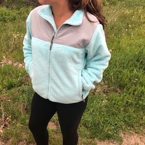 North Face light blue zip up fleece